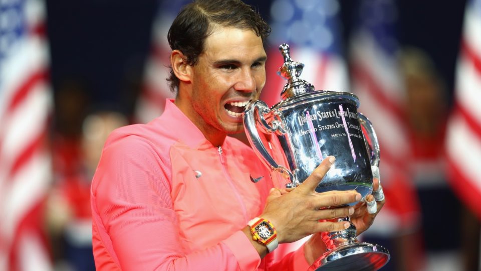Rafael-Nadal-célébrant-son-titre-à-l'US OPEN
